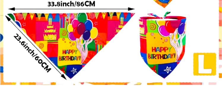 Sparky & Co Birthday Screen Printed Pet Bandanas 34"