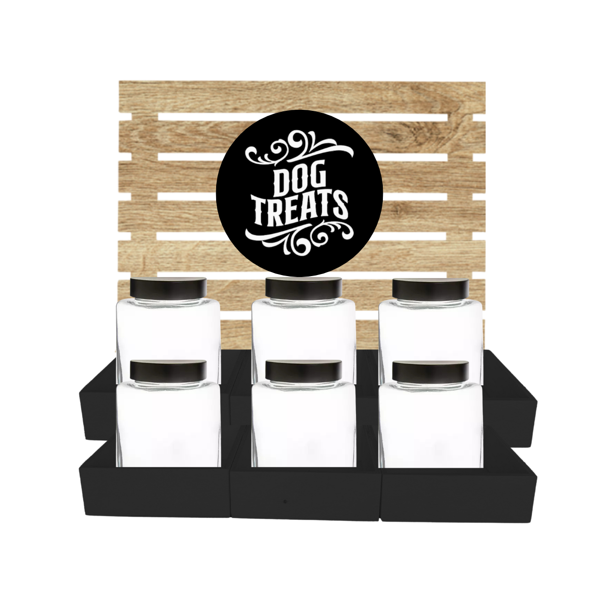 Black Dog Treat Jar Bar w/ Black Lid Jars