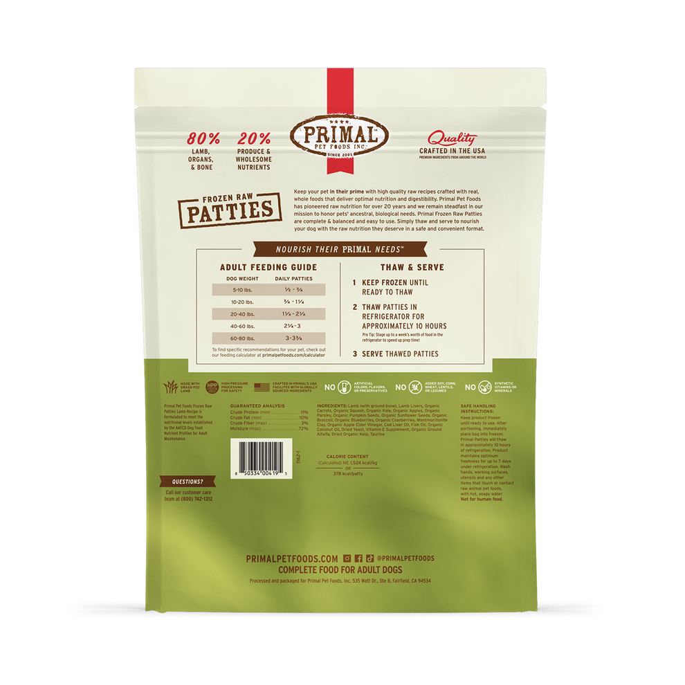 Primal Raw Frozen Lamb Dog Food