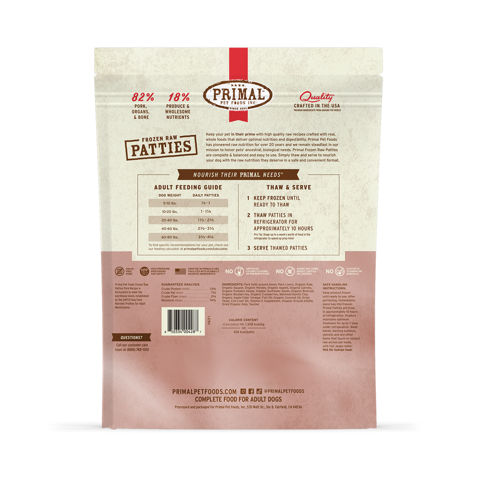 Primal Raw Frozen Pork Dog Food