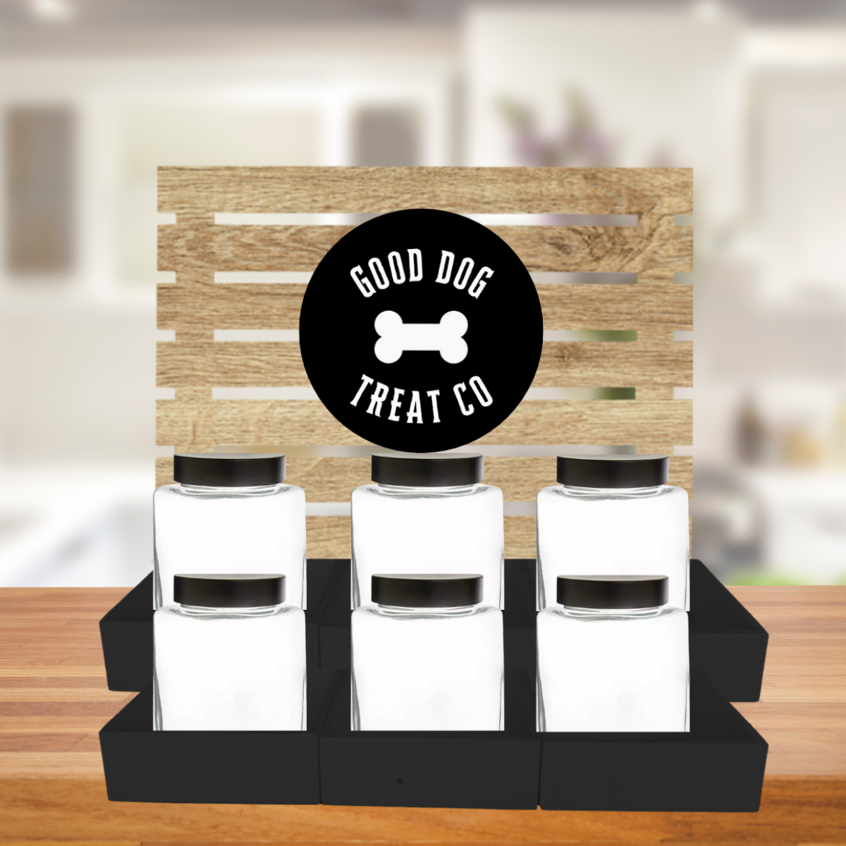 Black Dog Treat Jar Bar w/ Black Lid Jars