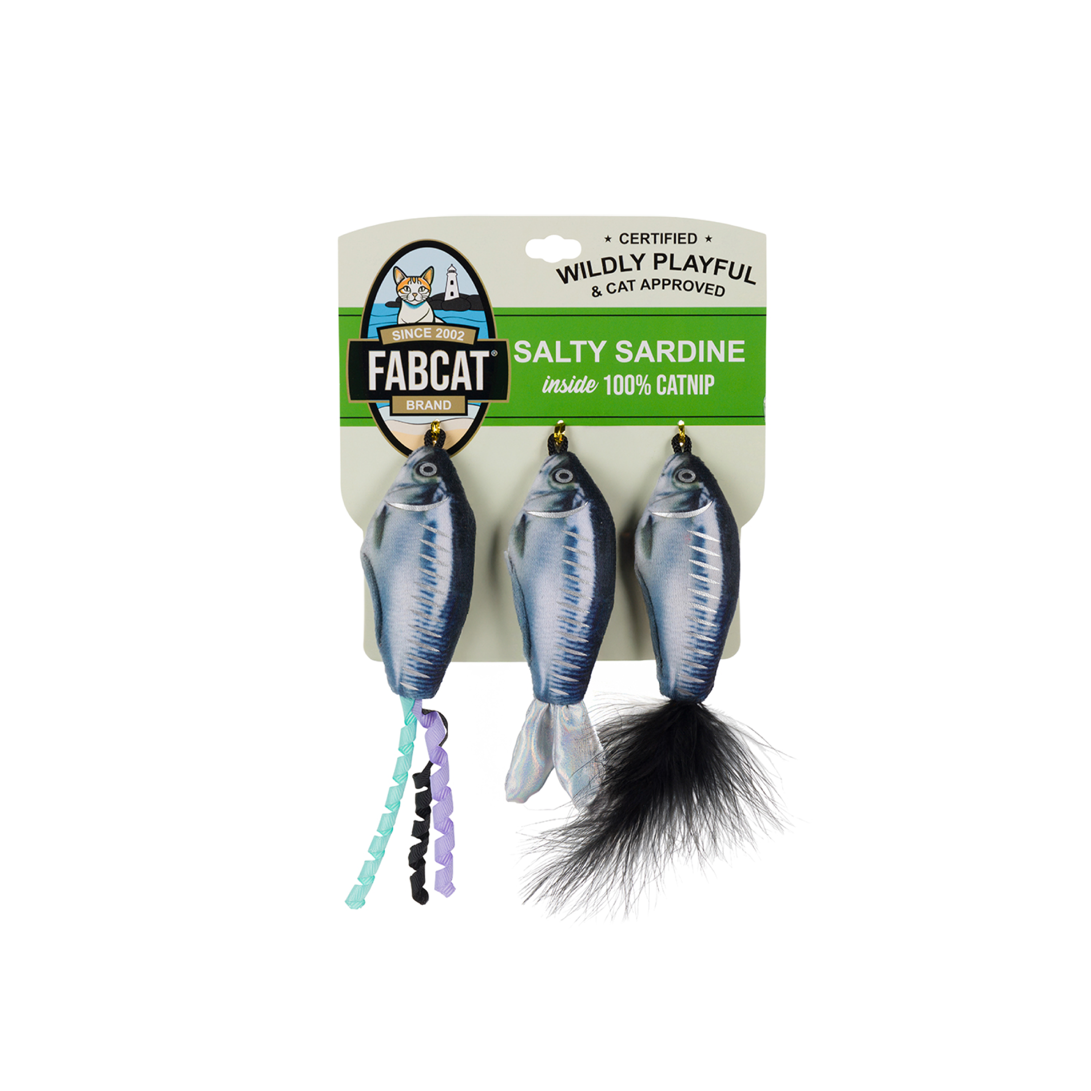 fabcat Foodie Salty Sardines 3-Pack Cat Toy
