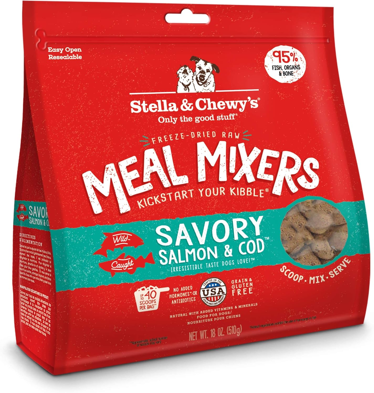 Stella & Chewy's Meal Mixer Savory Salmon & Cod Raw Freeze-Dried Dog Food