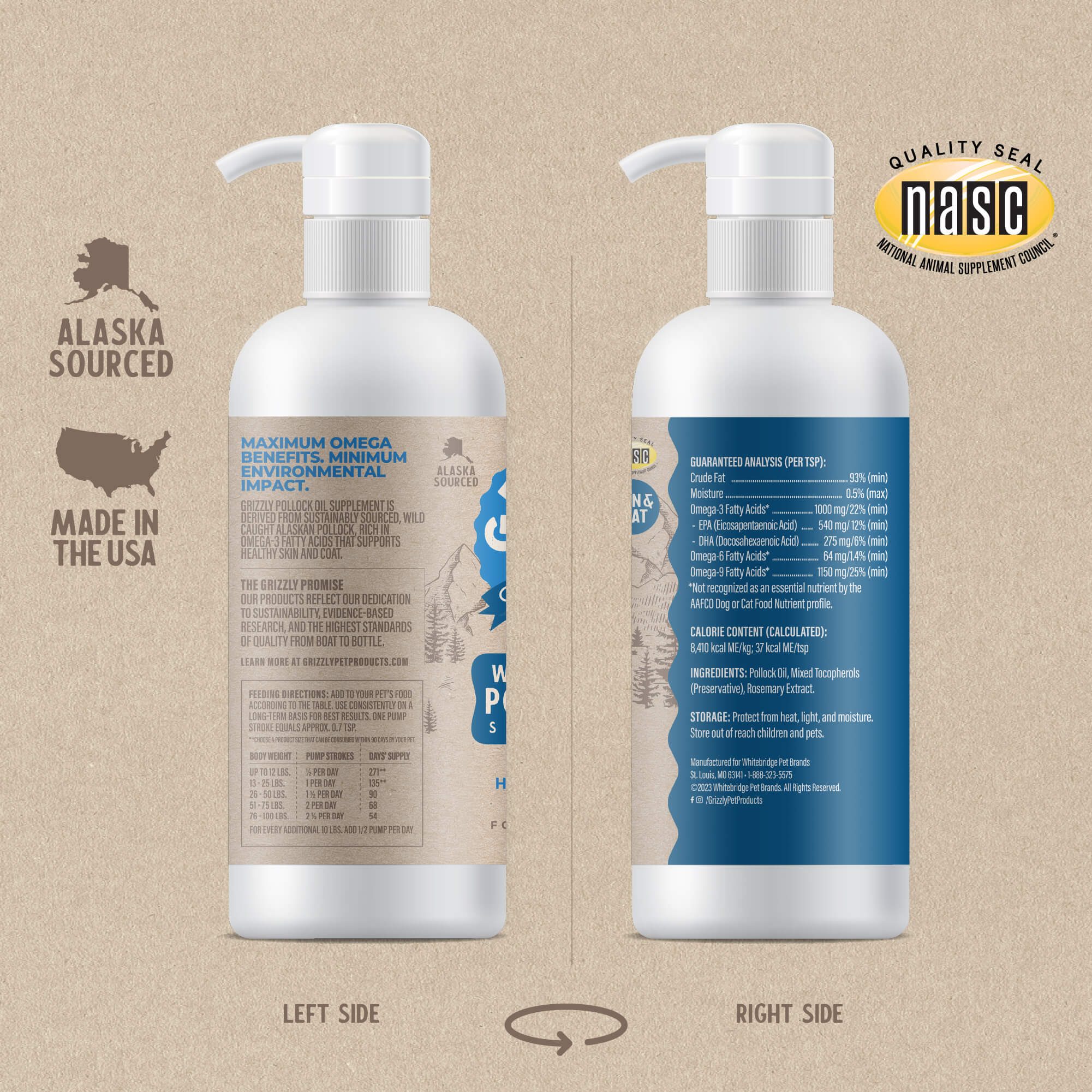 Grizzly Pollack Oil Dog Food Supplement