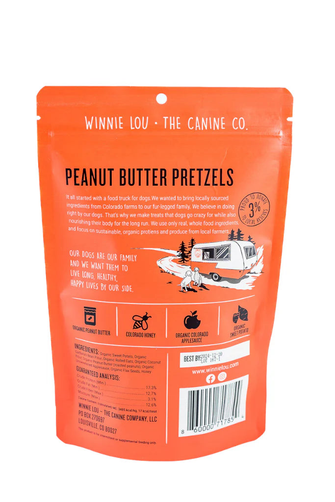 Winnie Lou The Canine Co. Peanut Butter Pretzels 4oz Dog Treats