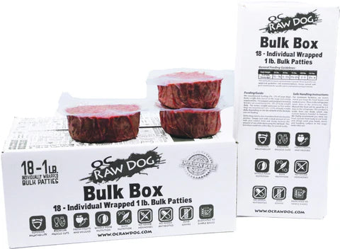 OC Raw Grain Free Bulk Raw Frozen Dog Food Box 18LB