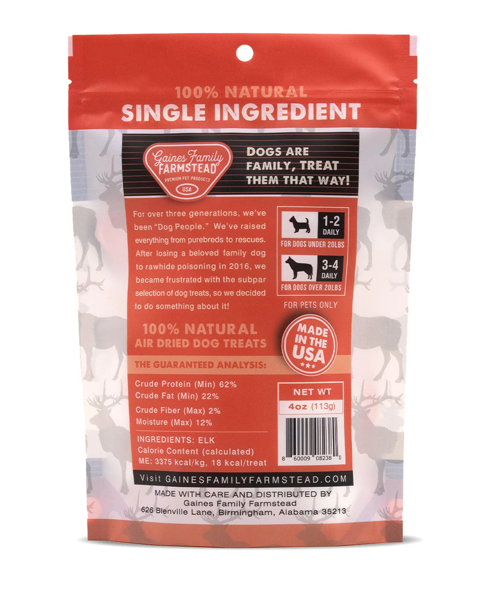 Gaines Family Farmstead Chips Elk 4oz Dog Treats