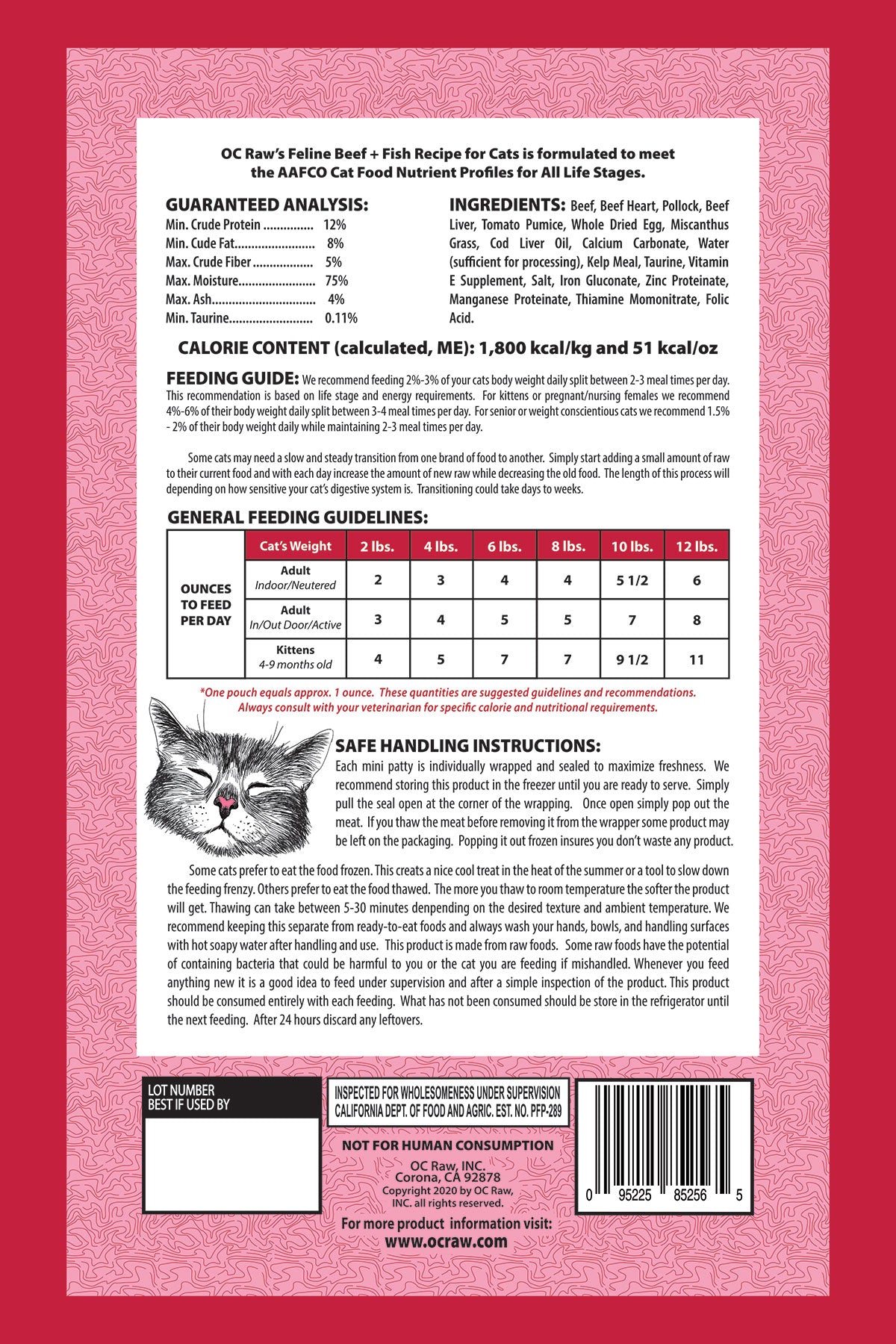 OC Raw Beef + Fish Frozen Cat Food