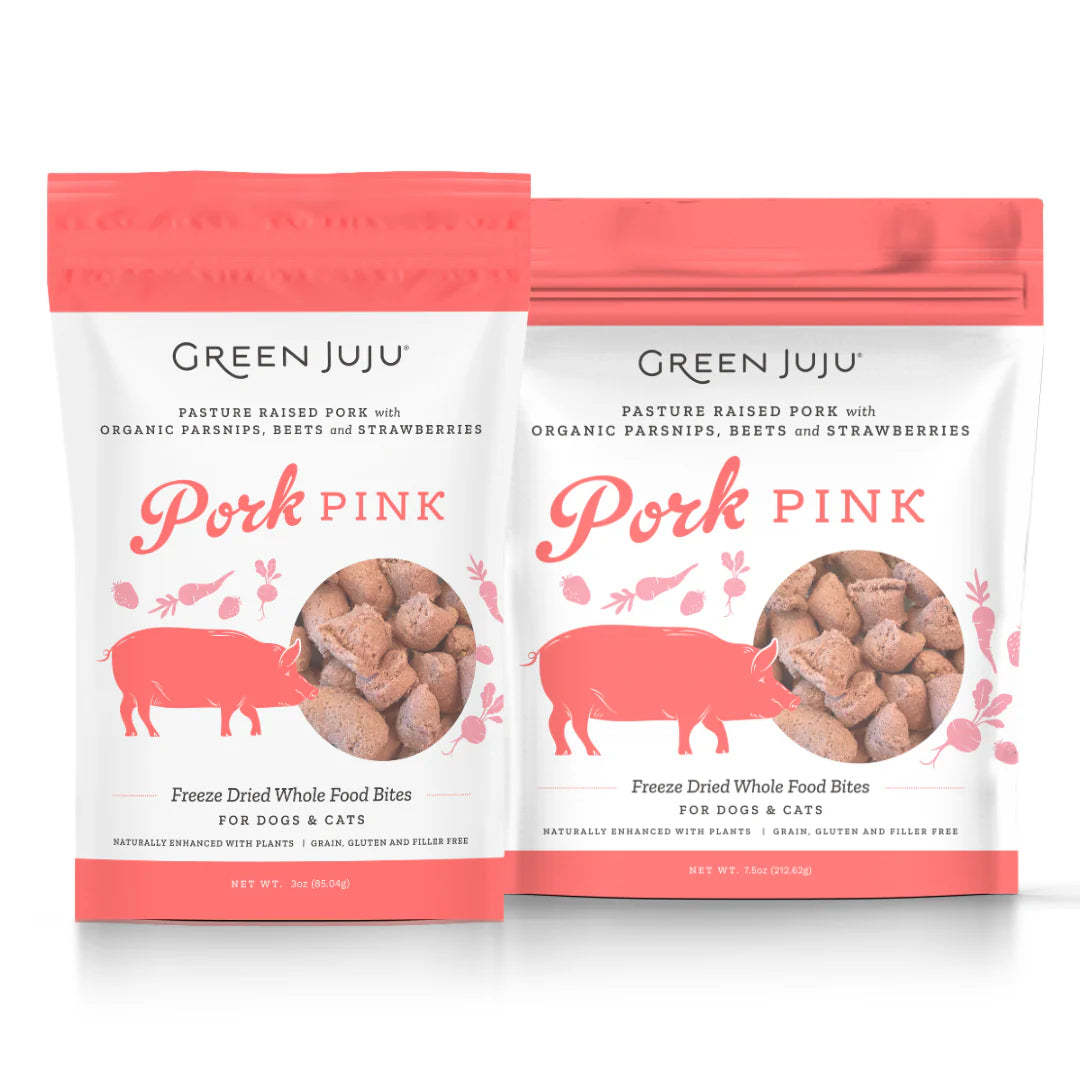 Green Juju Freeze-Dried Whole Food Bites Pork Pink for Dogs & Cats