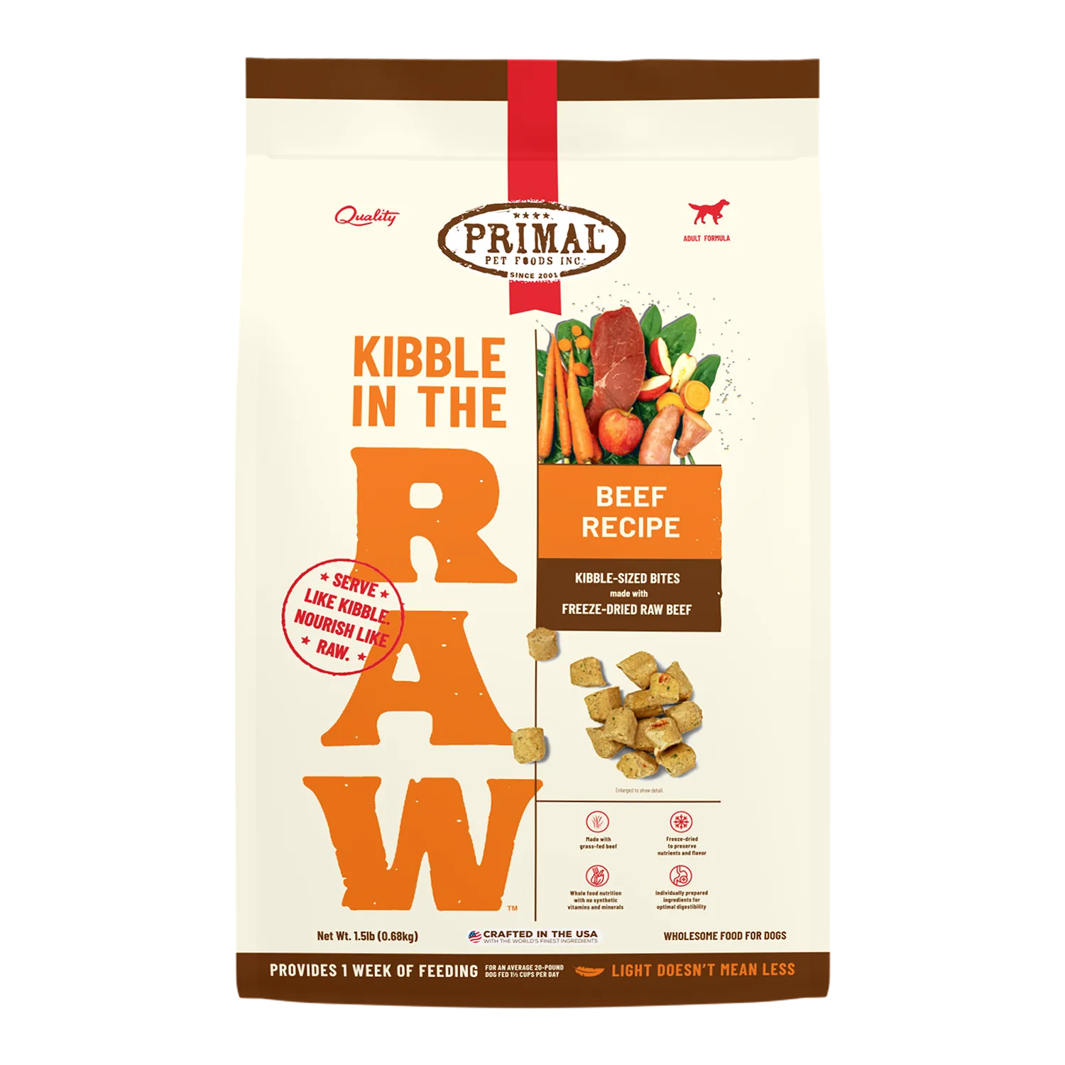 Primal Kibble in the Raw Beef Dog Food