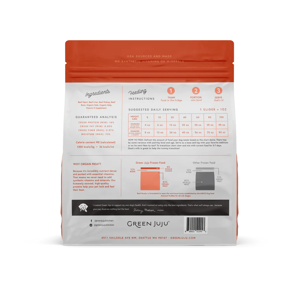 Green Juju Frozen Raw Food Diet Beef Recipe