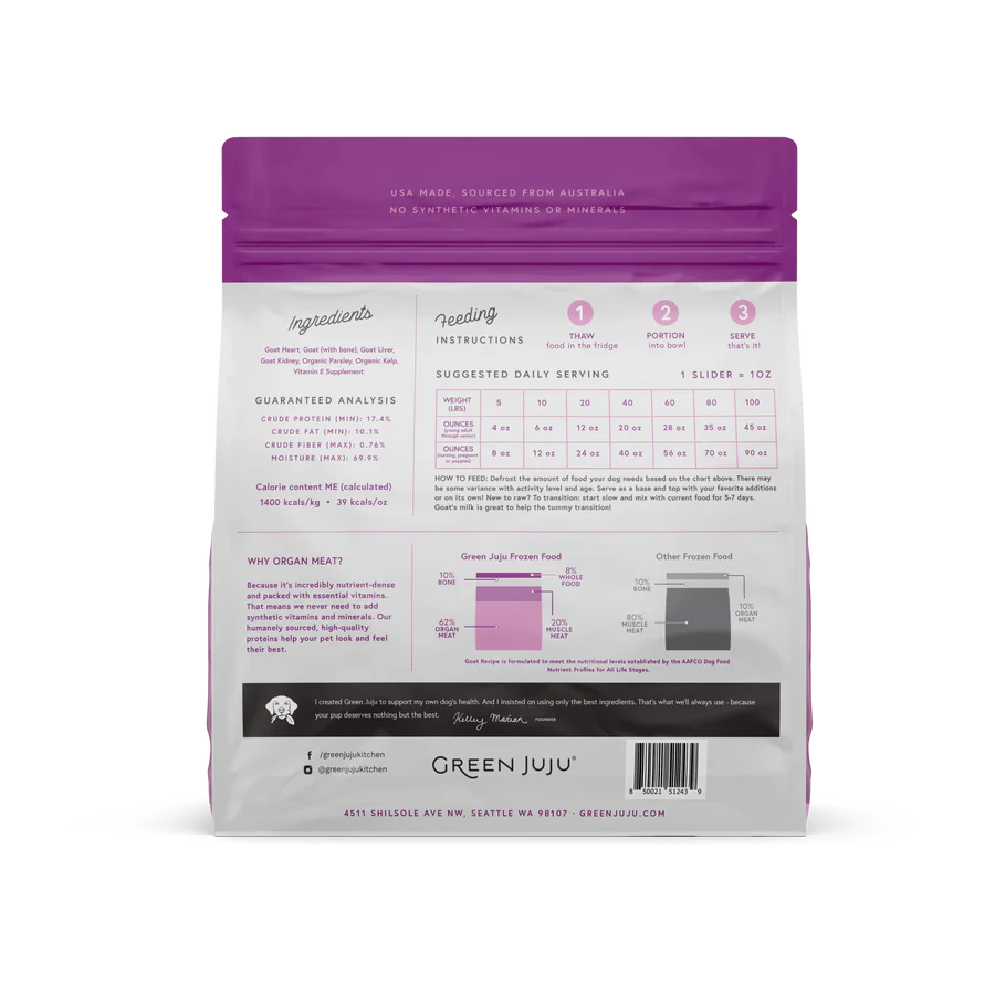 Green Juju Frozen Raw Food Diet Goat Recipe