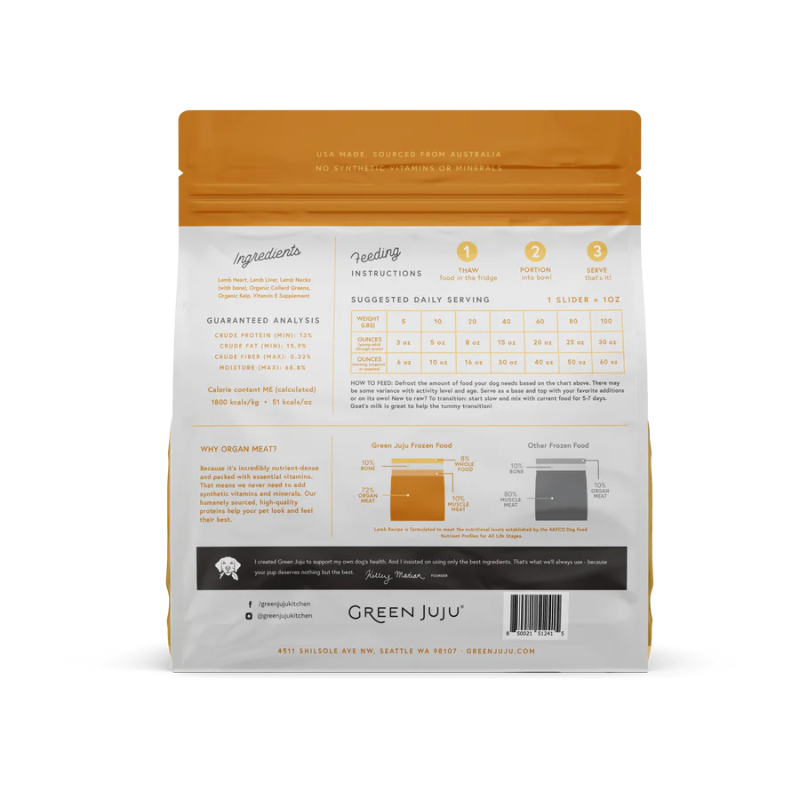 Green Juju Frozen Raw Food Diet Lamb Recipe