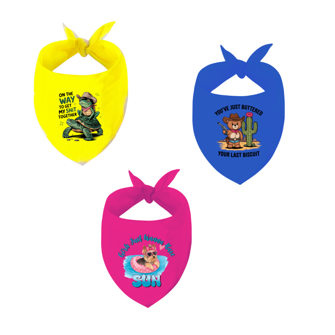 Sparky & Co Color Vintage Full Color Graphic on Solid Color Pet Bandana