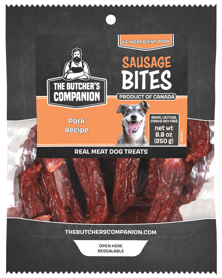 The Butcher's Companion Sausage Bites Pork Recipe Dog Treats
