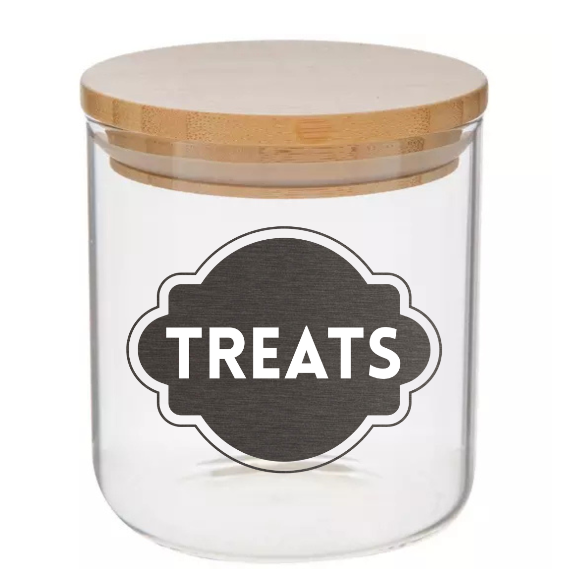 Sparky & Co 25oz Art Deco Metallic Treats Cylinder Glass Treat Canister With Bamboo Lid