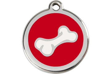 Red Dingo Enamel Pet ID Tag - 1BO - Bone Red / Large - Paw Naturals