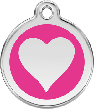 Red Dingo Enamel Pet ID Tag - 1HT - Heart Hot Pink / Large - Paw Naturals