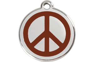 Red Dingo Enamel Pet ID Tag - 1PC - Peace Sign Brown / Large - Paw Naturals