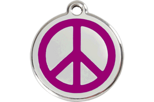Red Dingo Enamel Pet ID Tag - 1PC - Peace Sign Purple / Large - Paw Naturals
