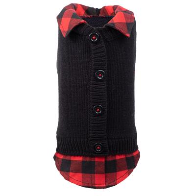 The Worthy Dog Two fer Black/Buffalo Cardigan XS - Paw Naturals