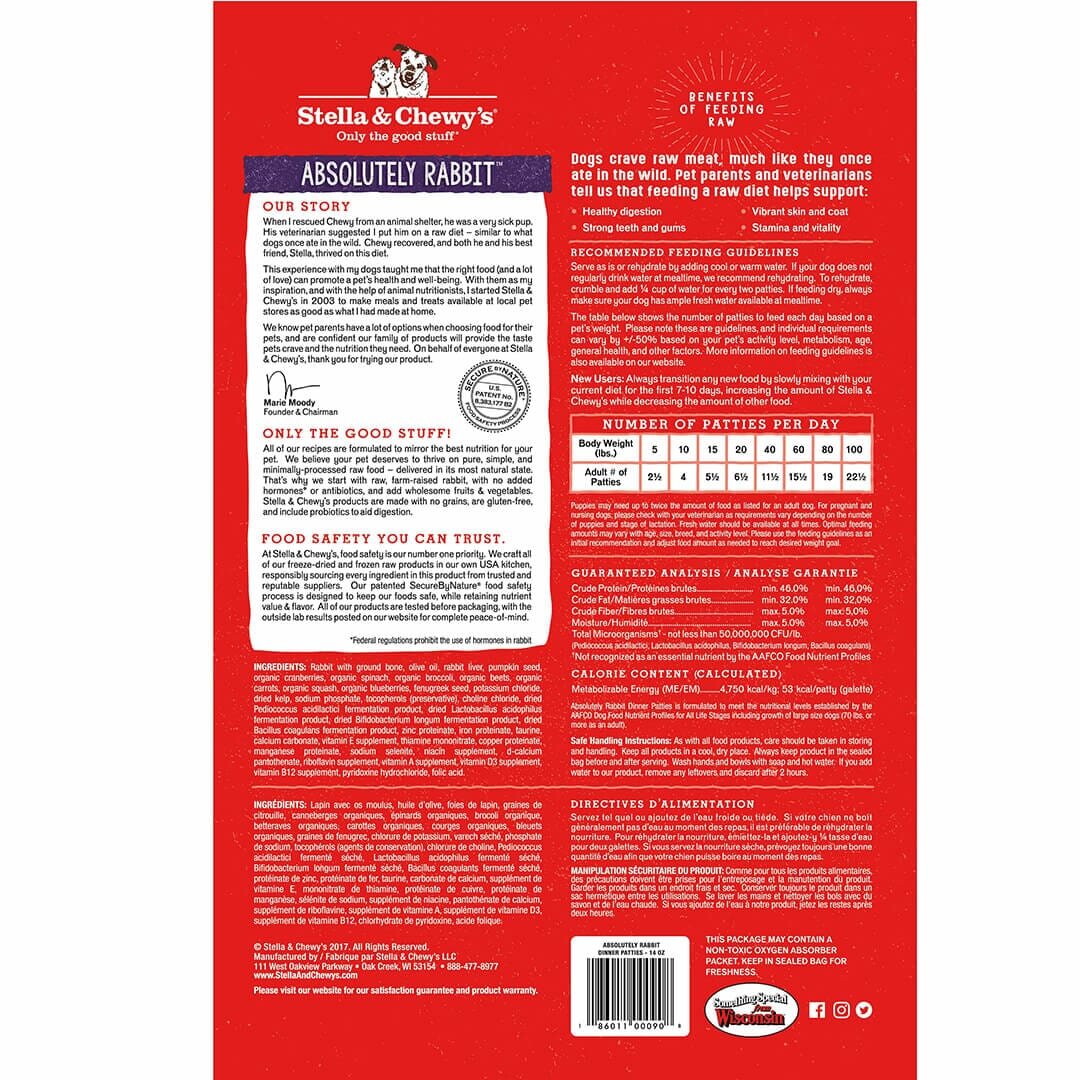 Stella & Chewy's Absolutely Rabbit Dinner Patties Raw Freeze-Dried Dog Food