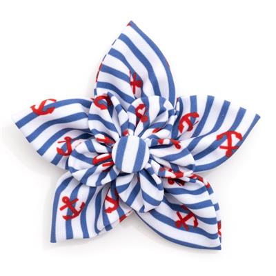 The Worthy Dog Navy Stripe Anchors Collection Flower