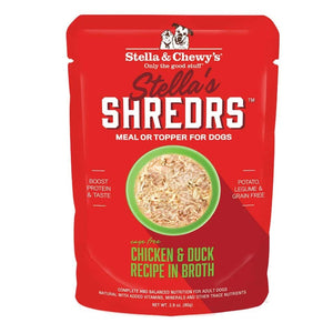 Stella & Chewy's Stella's Shredrs Wet Dog Food Pouches 2.8oz Chicken & Duck - Paw Naturals