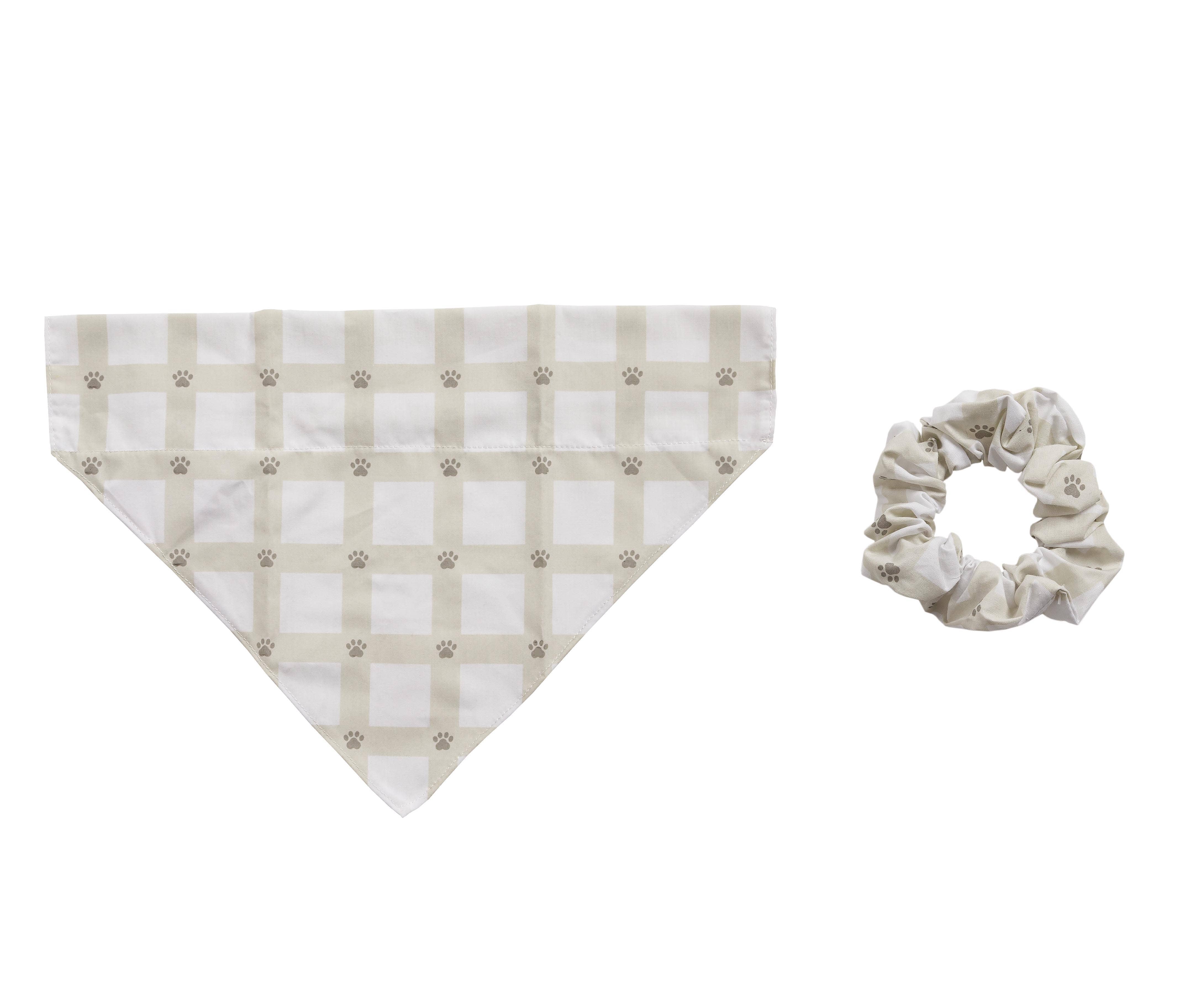Pearhead Matching Gingham Pet Bandana and Owner Scrunchie Set