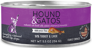 Hound & Gatos Canned Cat Food 5.5oz Turkey & Liver - Paw Naturals