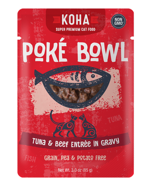 Koha Poke Bowl Entree in Gravy 2.8oz Cat Pouches Tuna & Beef - Paw Naturals