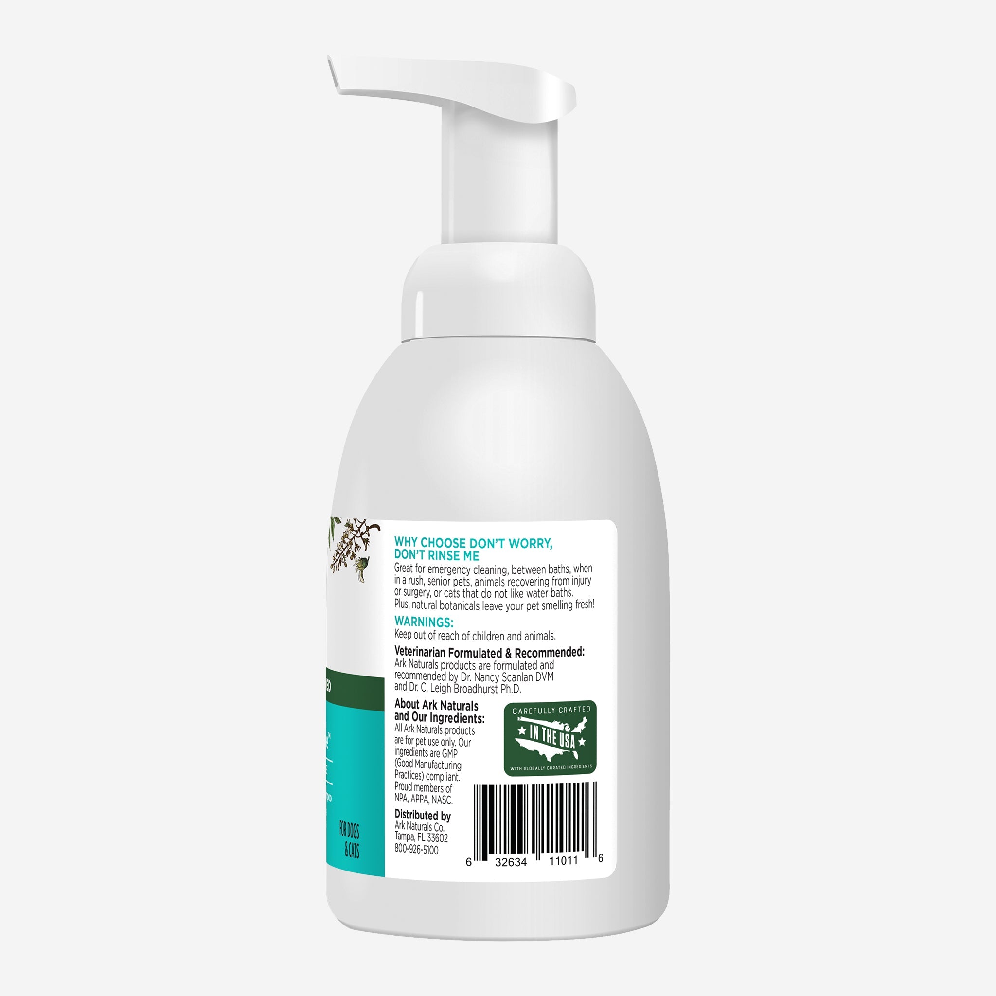 Ark Naturals Don't Worry... Don't Rinse Me! Waterless Foam Shampoo for Dogs & Cats