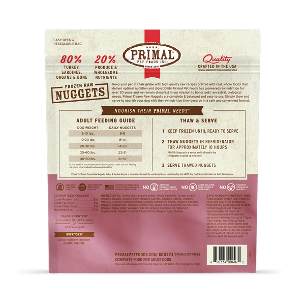 Primal Raw Frozen Turkey & Sardine Dog Food