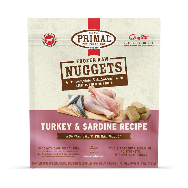 Primal Raw Frozen Turkey & Sardine Dog Food