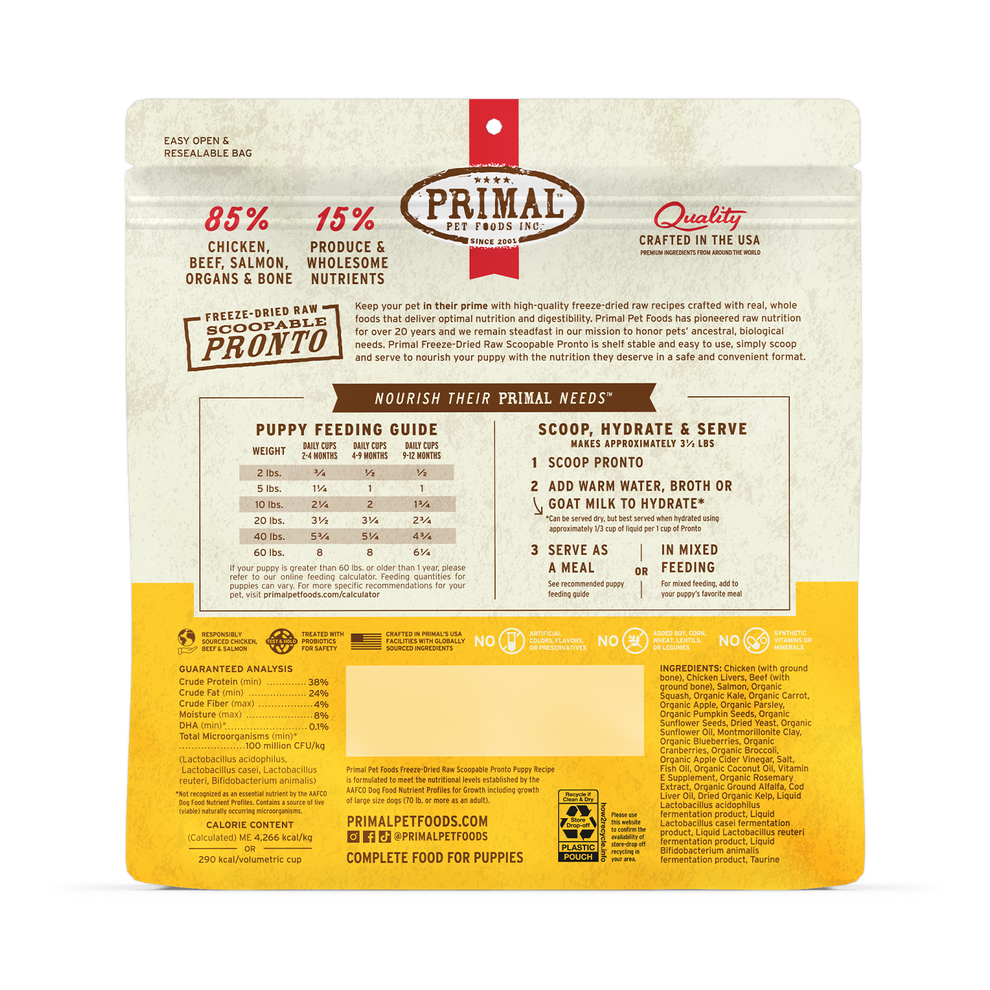 Primal Pronto Raw Freeze-Dried Puppy Recipe Dog Food