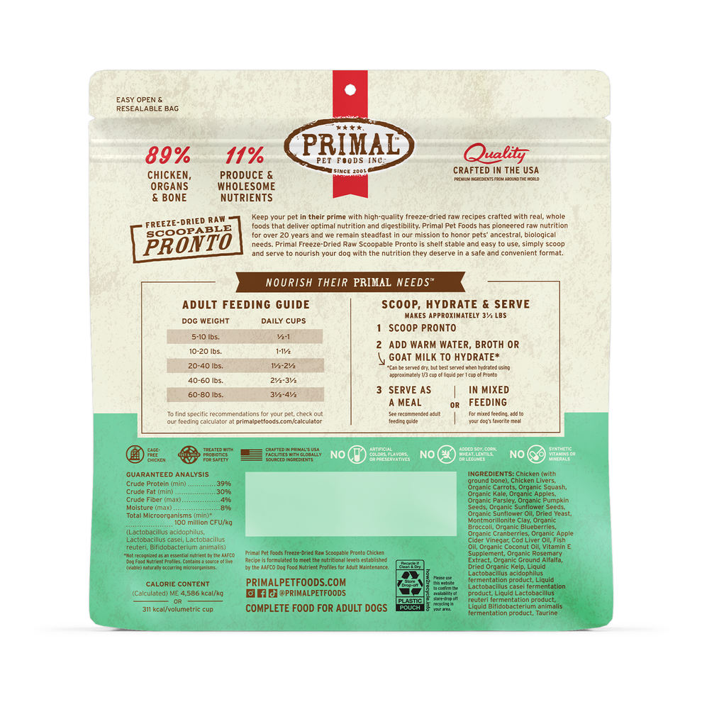 Primal Pronto Raw Freeze-Dried Chicken Dog Food