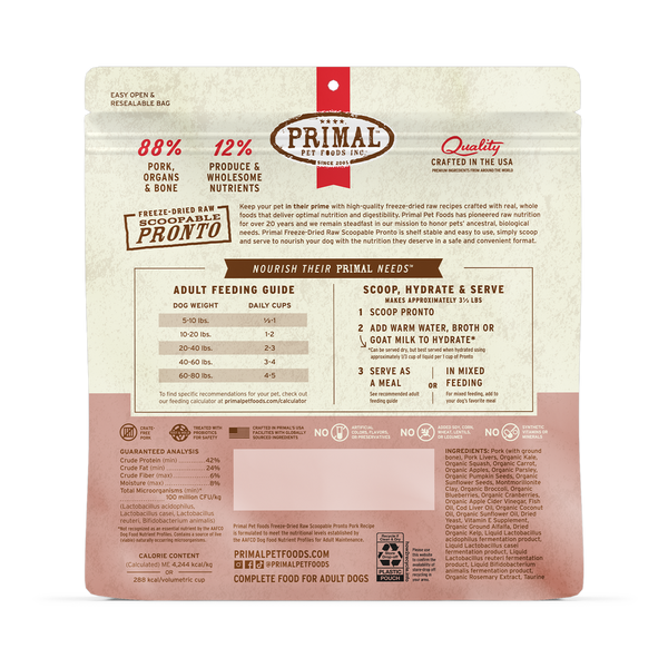 Primal Pronto Raw Freeze-Dried Pork Dog Food
