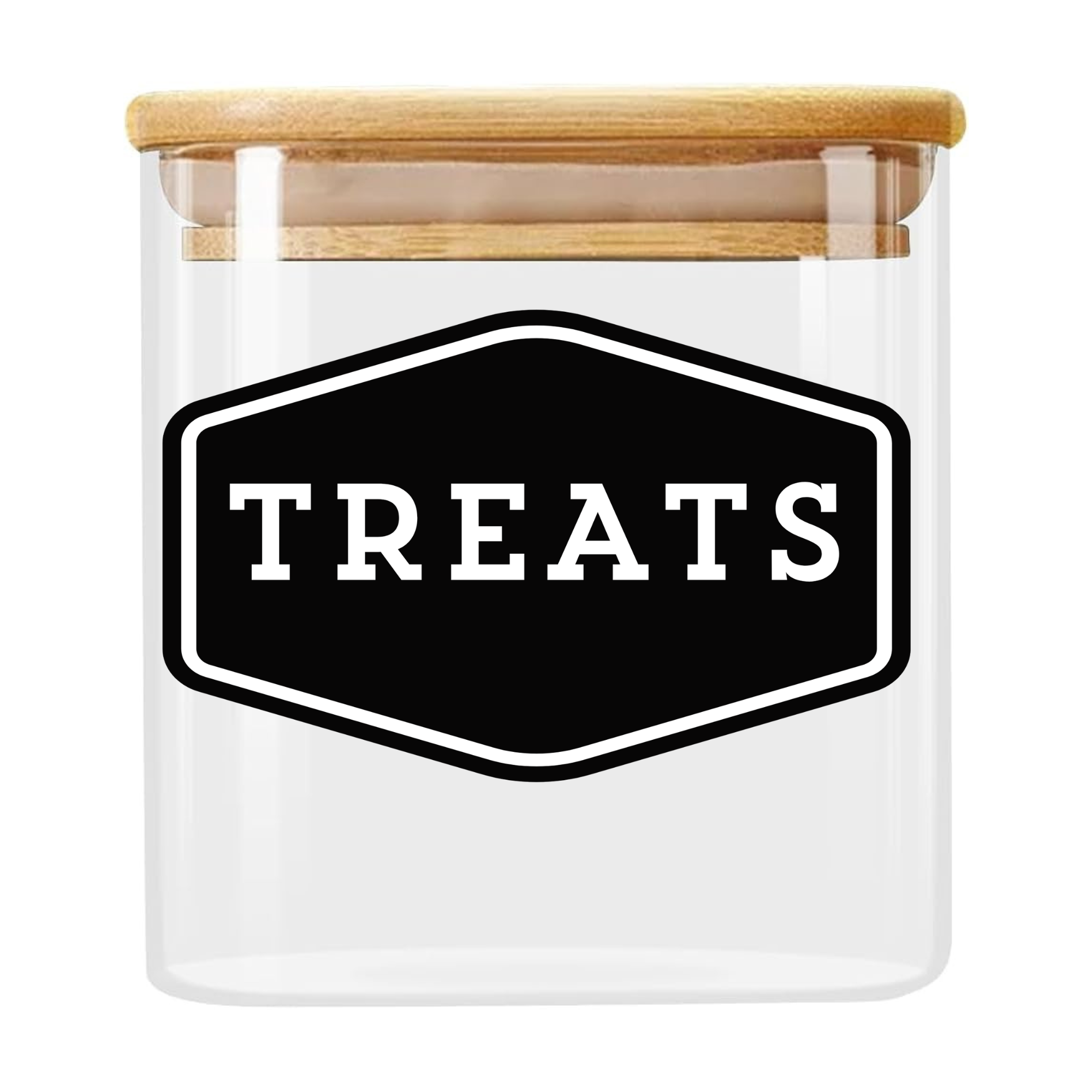 Sparky & Co Squared Glass "TREATS" Canister With Bamboo Lid