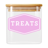 Sparky & Co Squared Glass "TREATS" Canister With Bamboo Lid