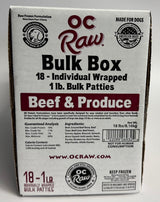 OC Raw Grain Free Bulk Raw Frozen Dog Food Box 18LB