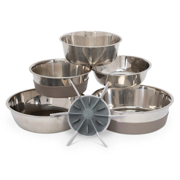 Messy Mutts Universal Slow Feeder Bowl Insert with Suction 7.5" Grey