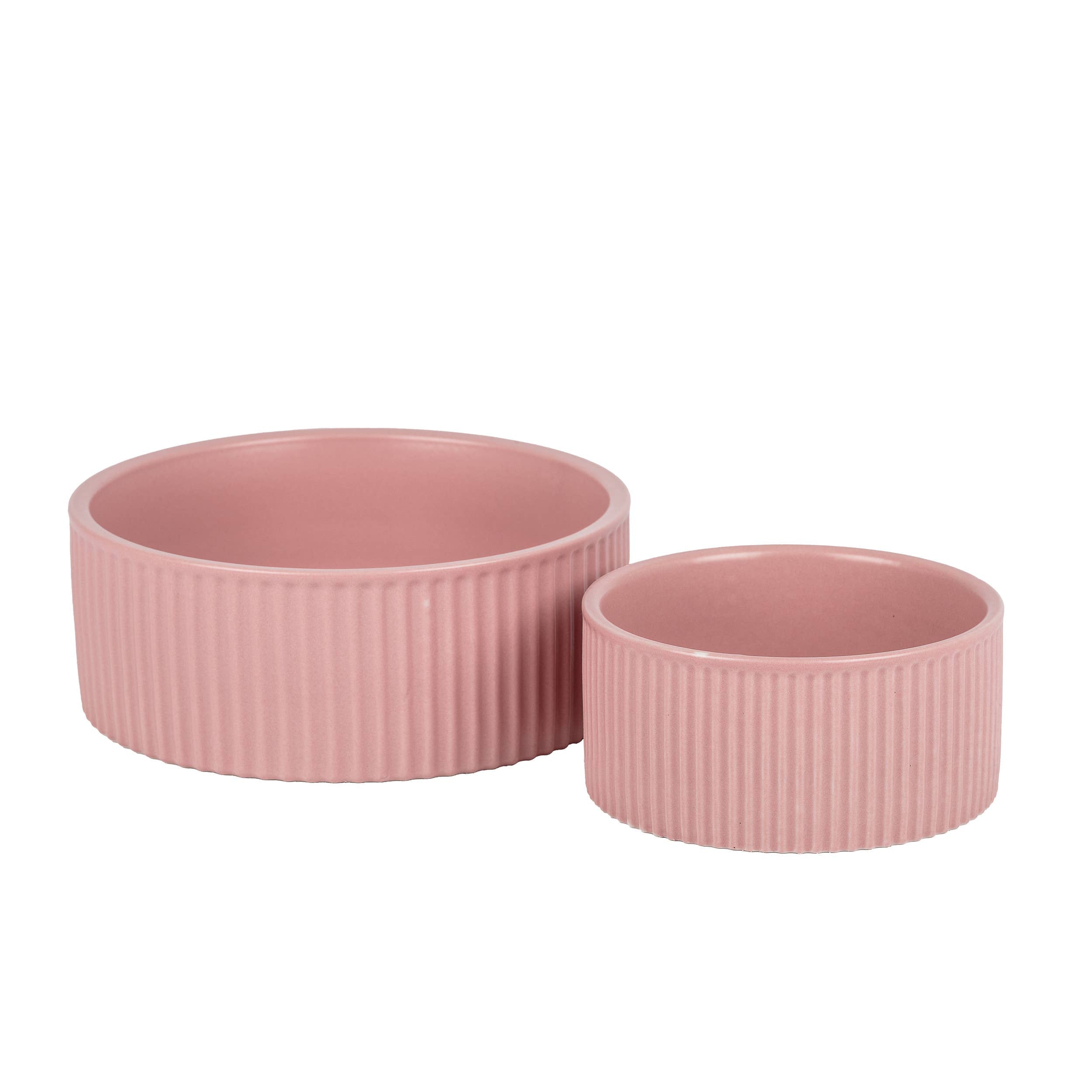 Park Life Designs JARDIN Ribbed Pet Bowl Collection with Modern Matte Exterior
