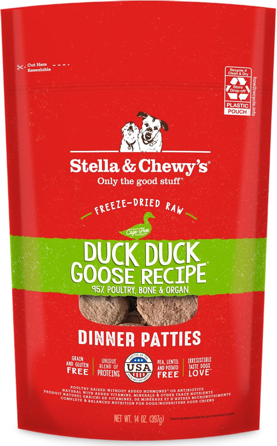 Stella & Chewy's Duck Duck Goose Dinner Patties Raw Freeze-Dried Dog Food
