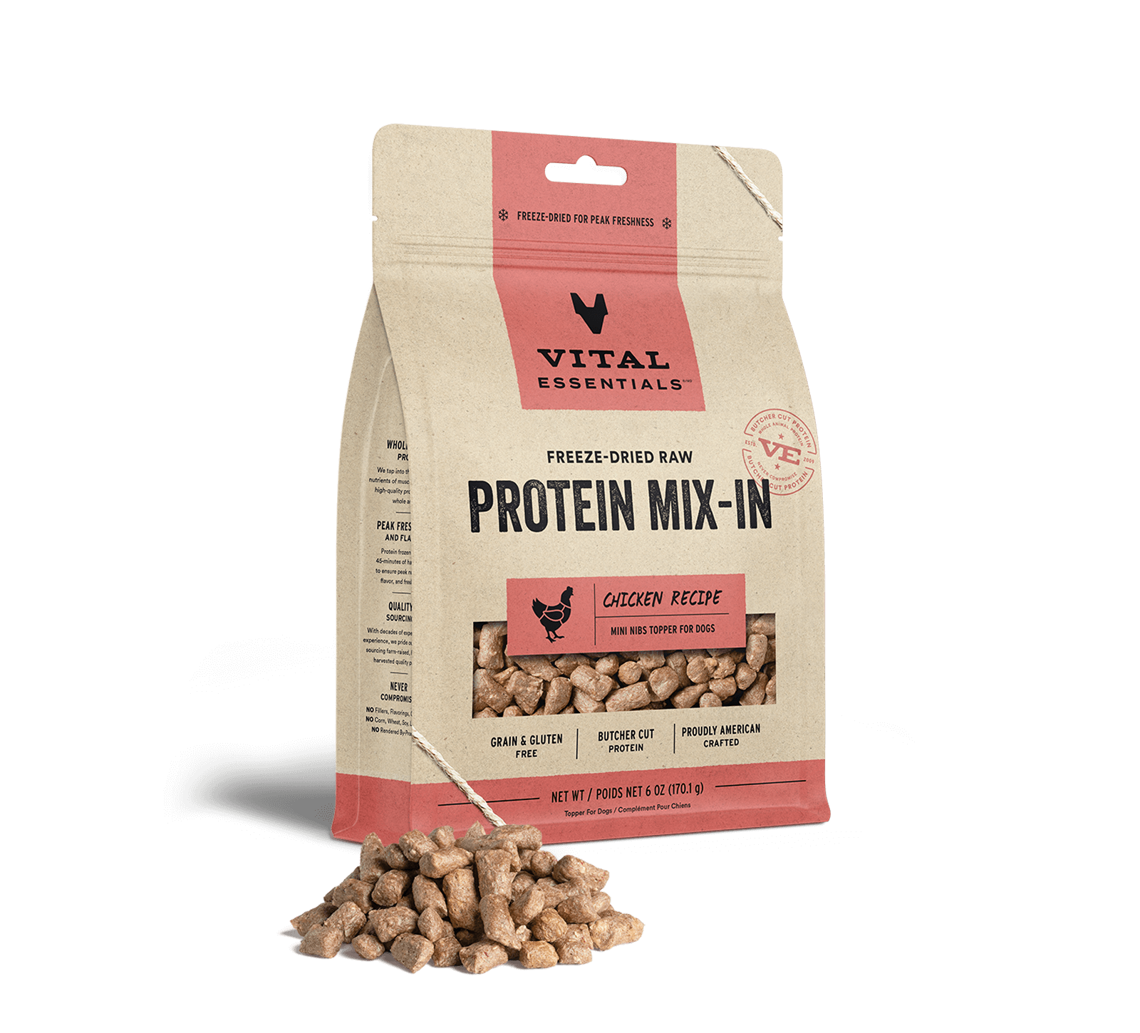 Vital Essentials Freeze-Dried Raw Protein Mix-In Mini Nibs Chicken Topper for Dogs