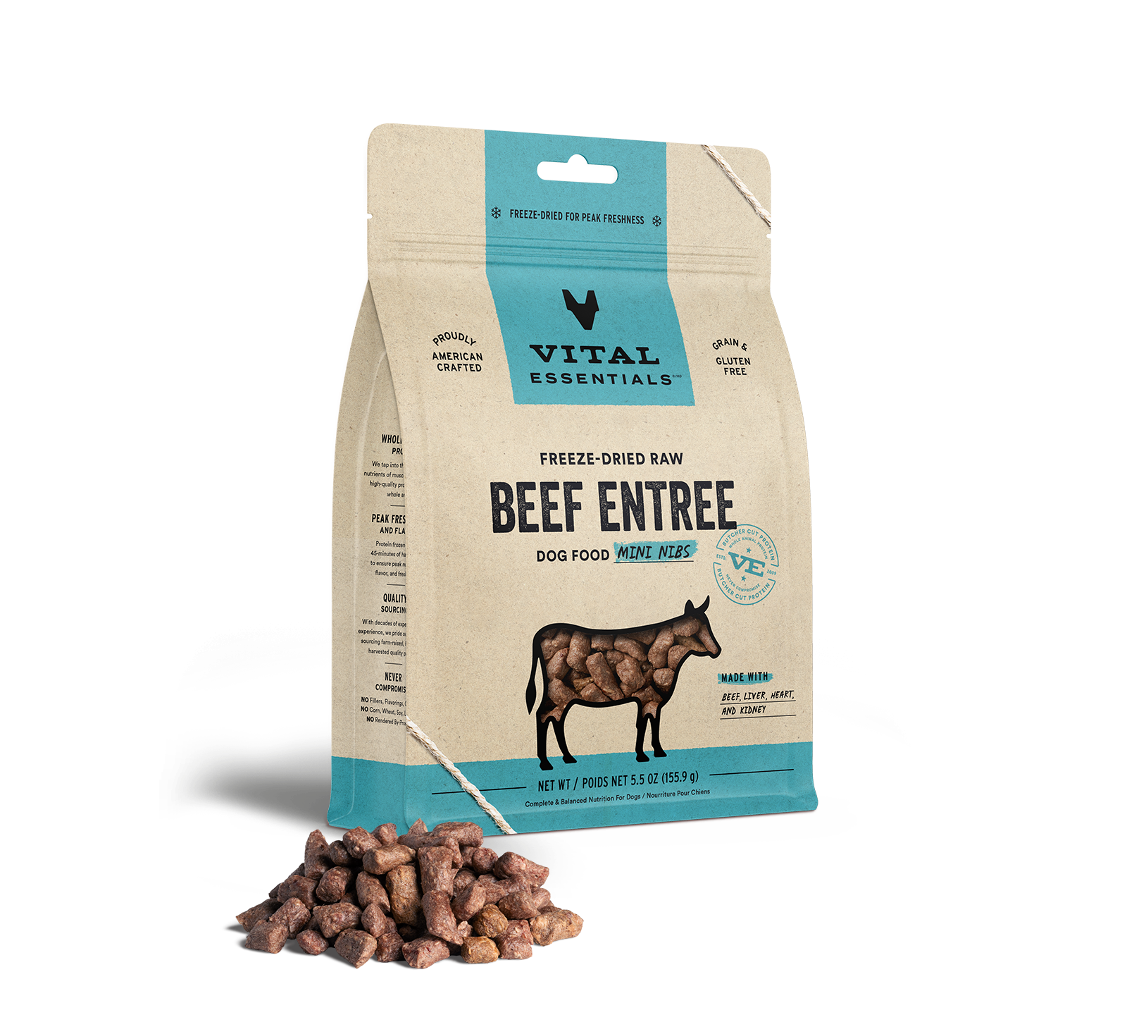Vital Essentials Raw Freeze-Dried Crunchy Mini Nibs Beef Entree for Dogs