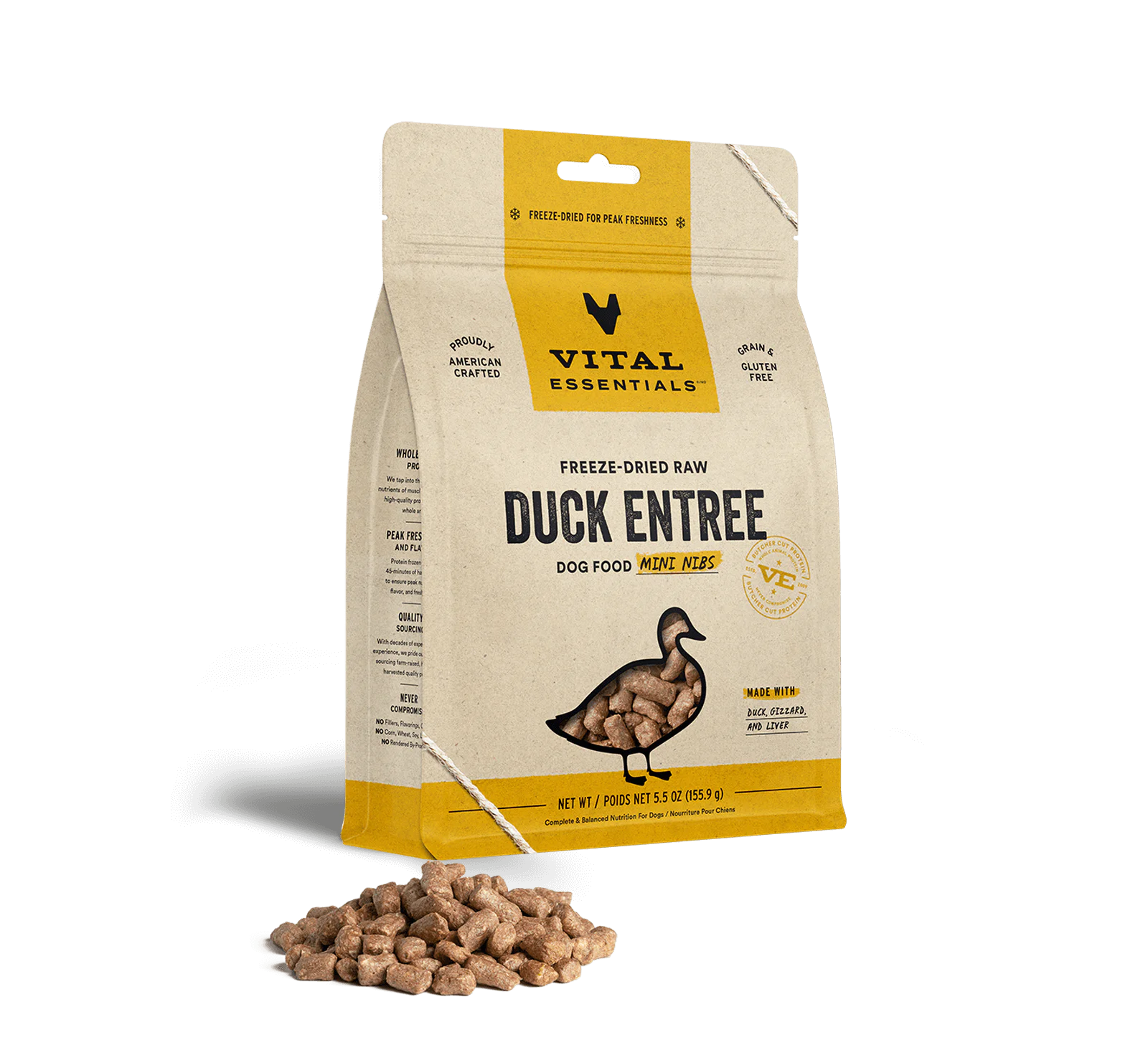 Vital Essentials Raw Freeze-Dried Crunchy Mini Nibs Duck Entree for Dogs