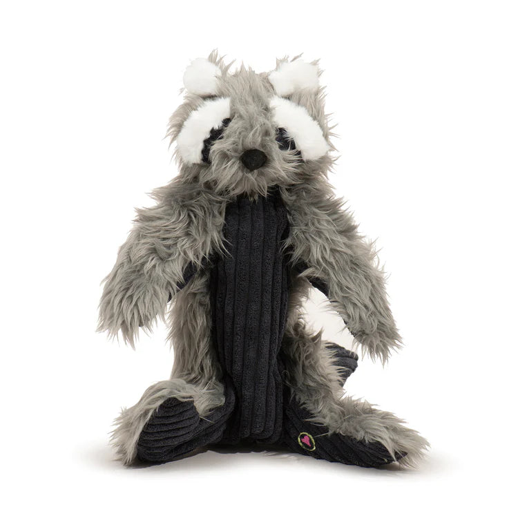 HuggleHounds Rope X-Brace Raccoon 15" Durable Plush Dog Toy