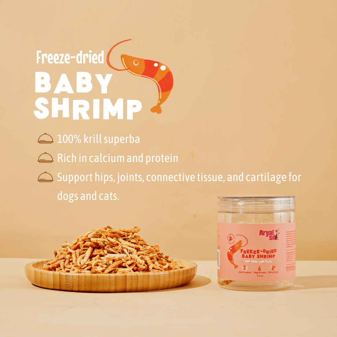 Arya Sit Freeze-Dried Baby Shrimp Dog Treat