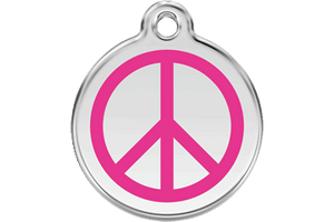 Red Dingo Enamel Pet ID Tag - 1PC - Peace Sign Hot Pink / Large - Paw Naturals