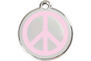 Red Dingo Enamel Pet ID Tag - 1PC - Peace Sign Pink / Large - Paw Naturals
